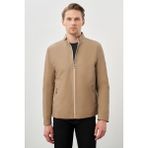 İmza Bej Suni Deri Hakim Yaka Düz Yırtmaçsız Tam Astar Slim Fit Casual Deri Mont 1038245152 - 48 - Koyu Bej