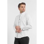İmza Beyaz Uzun Kol Ata Yaka Düz Pamuklu Slim Fit Gömlek 1004260215