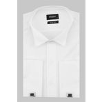 İmza Beyaz Uzun Kol Ata Yaka Slim Fit Dar Kesim Basic Gömlek 1004220060