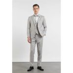İmza Gri Kılıç Yaka Çift Yırtmaç Esnek 6 Drop Slim Fit Damatlık Takım Elbise 1001250205 - 52