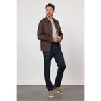 İmza Kahverengi Berberi Yaka Keten Düz Slim Fit Casual Mont 1007260152