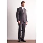 İmza Kahverengi Mono Yaka Kendinden Desenli Esnek Bel 4 Drop Comfort Fit Takım Elbise 1001255169 - 56