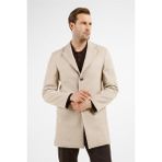 İmza Koyu Bej Mono Yaka Esnek Slim Fit Kaşe Palto 1005255101 Polyester Erkek İçin Şık Tasarım