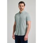 İmza Koyu Yeşil Kısa Kol Düz Örme Düğmeli Yaka Pamuklu Slim Fit Gömlek 1004250152 - 2XL