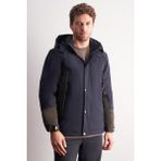 İmza Lacivert - Haki Kapüşonlu Yaka Bondid Yırtmaçsız Casual Mont 1007255134