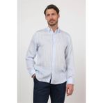 İmza Mavi Düğmeli Yaka Uzun Kol Cepsiz Slim Fit Gömlek 1004260165 - 2XL