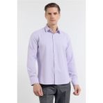 İmza Mor Sert Yaka Uzun Kol Cepsiz Slim Fit Pamuklu Gömlek 1004255284 - Lila - 2XL