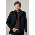 İmza Siyah Dik Yaka Tam Astar Classic Slim Fit Esnek Kaşe Kaban 1008255150