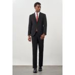 İmza Siyah Düz Kılıç Yaka Yünlü 6 Drop Slim Fit Classic Takım Elbise 1001245179 - 50