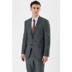 İmza Siyah Ekoseli Mono Yaka Likralı 6 Drop Comfort Fit Rahat Kesim Klasik Takım Elbise 1001240165 - 48