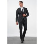 İmza Siyah Gabardin Mono Yaka 8 Drop Slim Fit Dar Kesim Basic Takım Elbise 1001255006 - 58