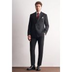İmza Siyah Kılıç Yaka Tam Astar 6 Drop Slim Fit Kruvaze Takım Elbise 1001255158 - 56