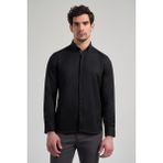 İmza Uzun Kol Desenli Armürlü Düğmeli Yaka Cepsiz Pamuklu Casual Slim Fit Gömlek 1004250206 - 2XL - Siyah
