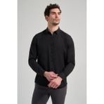 İmza Uzun Kol Düz Oxford Düğmeli Yaka Cepsiz Pamuklu Classic Slim Fit Gömlek 1004250168 - 2XL - Siyah