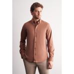 İmza Vizon Düğmeli Yaka Örme Uzun Kol Performans Ürün Slim Fit Esnek Gömlek 1004255270 - XL