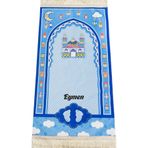 imzatasarım İSİMLİ Mavi Çocuk Seccadesi - Çocuklar İçin Seccade İsme Özel Kişiye Özel (45*90 cm)