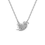 İn Dubai Silver DBSK2344 Swarovski Taşlı Pırlanta Modeli Kuş Gümüş Kolye