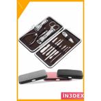 İn3dex 12 Parça Manikür Pedikür Tırnak Bakım Seti Taşınabilir Çanta - Standart - Ahşap - Bej - Siyah