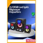 İn3dex 2.1 USB Oyun Hoparlörü Rgb Işıklı Derin Bas 9W Ses Sistemi - Standart