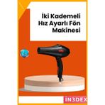 İn3dex 2200W Profesyonel Saç Kurutma Makinesi Ac Motor Soğuk Üfleme Difüzörlü - Antrasit - Sarı