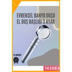 İn3dex 3 Modlu Paslanmaz Çelik El Duş Başlığı Basınç Artırıcı - Standart