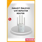 İn3dex 300MBPS Wifi Menzil Genişletici 4 Antenli Wpa3 Priz Tipi Repeater - Standart