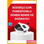 İn3dex 5 Fonksiyonlu Döner Sebze Doğrayıcı Rende Hazneli - Standart - Ahşap - Siyah