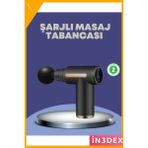 İn3dex 6 Kademeli Şarjlı Masaj Tabancası 4 Başlık Kas Gevşetici - 0 - Siyah