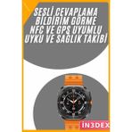 İn3dex Akıllı Saat Uyku ve Sağlık Takibi Nabız Ölçer Adım Sayar Tüm Telefonlarla Uyumlu - Altın - Siyah - 35 - 48 mm - Standart