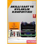 İn3dex Akıllı Saat ve Bluetooth Kulaklık Seti 2.09 Inç Hd Ekran Uyku Takibi - Altın - Siyah - 35 - 48 mm - Standart