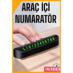İn3dex Alüminyum Araç Park Numaratörü Çevirmeli Telefon Numarası Yazma - Standart - 000-Siyah