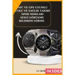 İn3dex Bluetooth Kulaklıklı Akıllı Saat Nabız Ölçer Spor Modları Titreşimli - Altın - Siyah - 35 - 48 mm - Standart