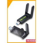 İn3dex Çift Bant USB 3.0 Wifi Adaptör 1200MBPS Kablosuz Ağ Alıcısı - Ahşap - Bej - Siyah