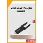 İn3dex Çift Bantlı Kablosuz Wifi Adaptör 1200MBPS USB 3.0 Çift Anten - Standart