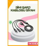 İn3dex Çoklu Şarj Kablosu Hızlı Şarj Destekli Seyahat ve Günlük Kullanım - Ahşap - Bej - Siyah