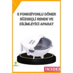 İn3dex Döner Rende Süzgeç Hazneli Sebze Doğrayıcı 5 Fonksiyon - Standart - Ahşap - Siyah