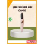 İn3dex Elektrikli Ayak Törpüsü 2 Hızlı Topuk Bakım Cihazı Şarjlı - Standart - Ahşap - Bej - Siyah