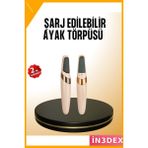 İn3dex Elektrikli Ayak Törpüsü 360° Döner Başlıklı Nasır Giderici - Standart - Ahşap - Bej - Siyah