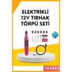 İn3dex Elektrikli Tırnak Törpü Makinesi Çok Fonksiyonlu Manikür Seti - Standart - Ahşap - Bej - Siyah