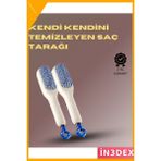 İn3dex Geri Çekilebilir Kendini Temizleyen Saç Tarağı Anti-Statik Hava Yastıklı - Ahşap - Sarı