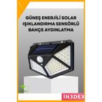 İn3dex Hareket Sensörlü 100 LED Solar Bahçe Duvar Lambası Dış Mekan Aydınlatma - Standart