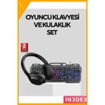 İn3dex Işıklı Oyuncu Klavye Mouse Seti Bluetooth 5.2 Kulaklık Paketi - Beyaz
