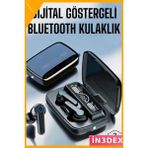 İn3dex Kablosuz Bluetooth Kulaklık Dijital Göstergeli Uzun Pil Ömrü Powerbank - Ahşap - Bej - Siyah - Standart