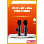 İn3dex Kablosuz Çift Mikrofonlu Yaka Mikrofonu Seti iPhone Uyumlu Mini - Standart - 000-Siyah