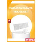 İn3dex Kablosuz Klavye Fare Seti 2.4ghz Sessiz Ergonomik Enerji Tasarruflu - Beyaz