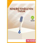 İn3dex Kendi Kendini Temizleyen Saç Tarağı 22 cm Anti-Statik Silikon Dişli - Ahşap - Sarı