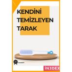 İn3dex Kendi Kendini Temizleyen Saç Tarağı Anti-Statik Silikon Uçlu Abs 22X4 cm - Ahşap - Sarı