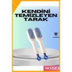 İn3dex Kendini Temizleyen Saç Tarağı Abs Silikon Diş 22 cm - Ahşap - Sarı