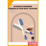 İn3dex Masaj Başlıklı Otomatik Temizlenen Saç Tarağı Ergonomik - Ahşap - Sarı