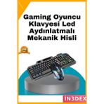 İn3dex Mekanik Oyuncu Klavye Mouse Seti LED Işıklı Ergonomik - Beyaz